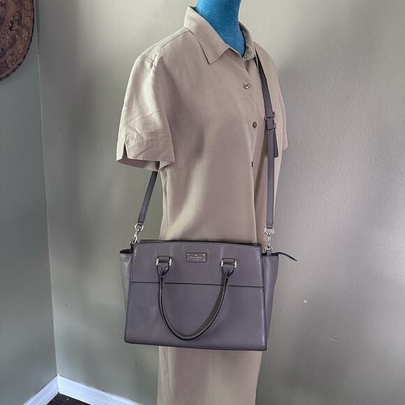 Kate Spade Leather Taupe Handbag with crossbody strap. - Picture 2 of 15